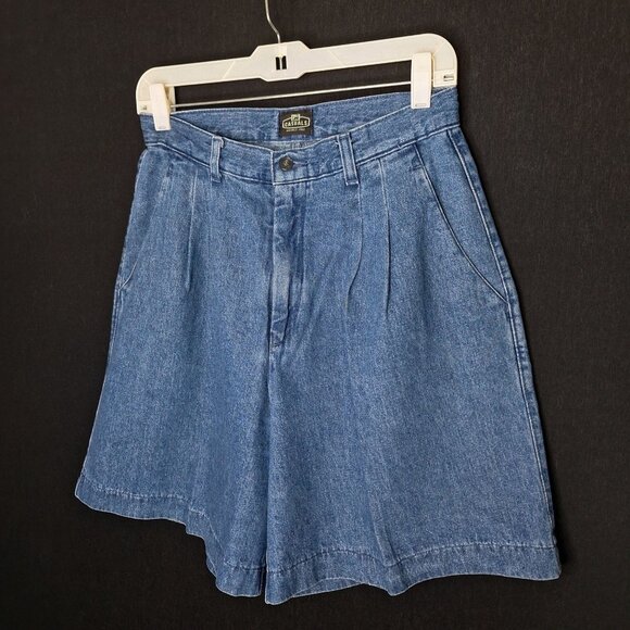 Vintage 90s Lee High Waisted Pleated Denim Shorts Size S Relaxed Fit Y2K Mom Sho - Picture 2 of 8